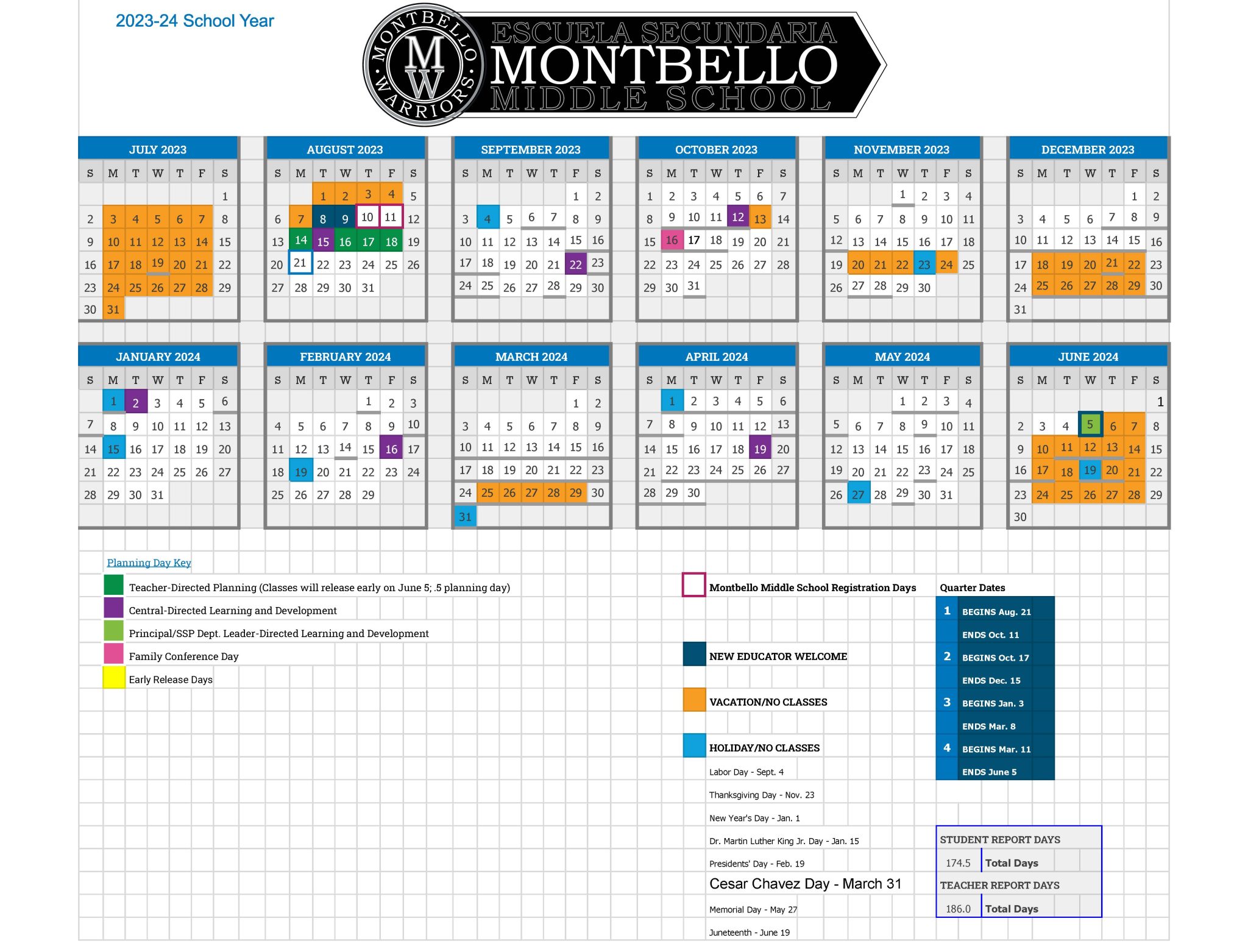 Montbello Middle School » DPS School Calendar